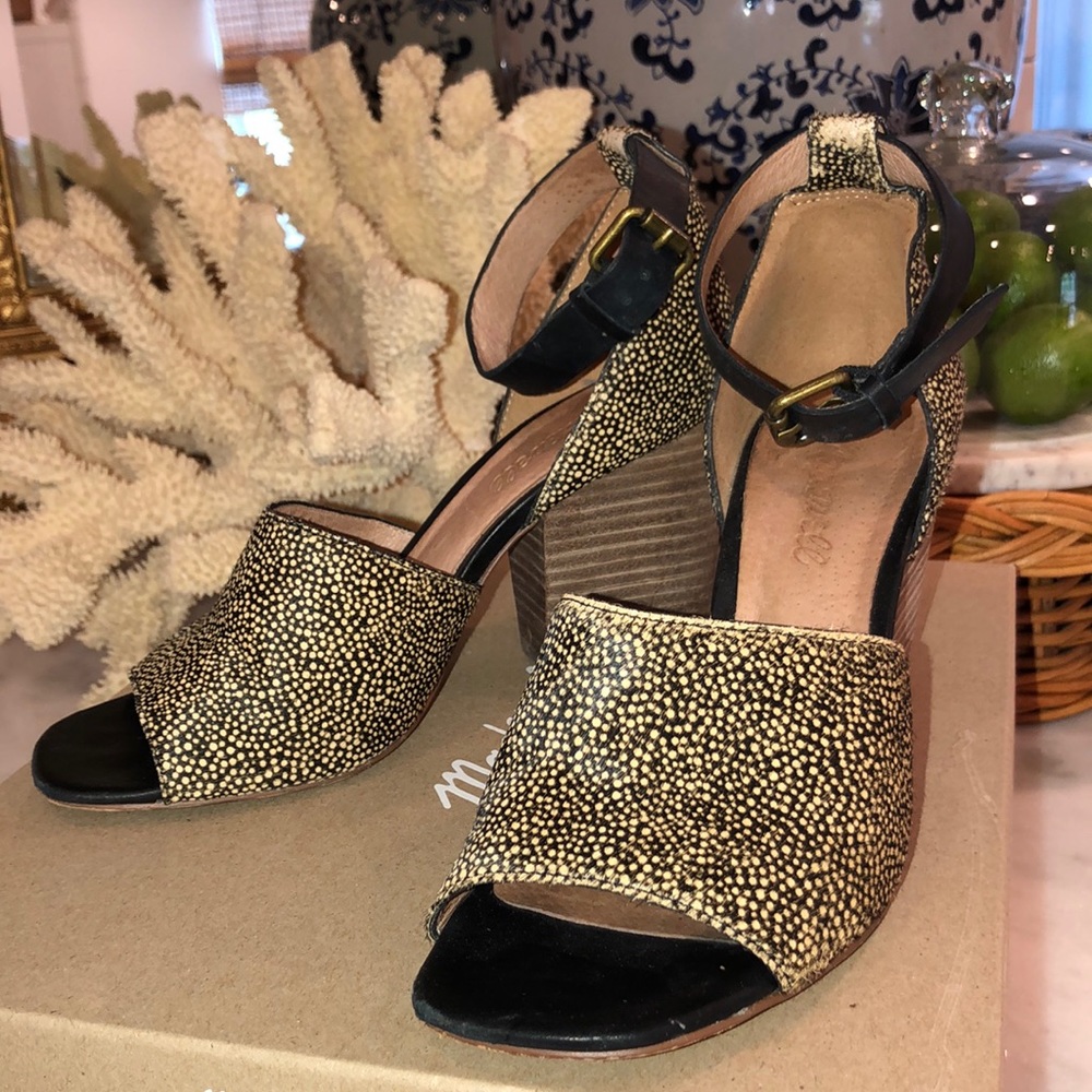 CUTE Madewell ankle-strap calf hair hide sandals